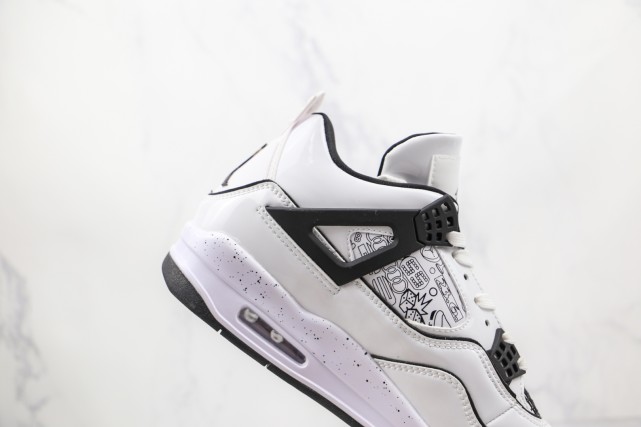 乔丹air jordan 4 diy黑白手绘涂鸦aj4篮球鞋