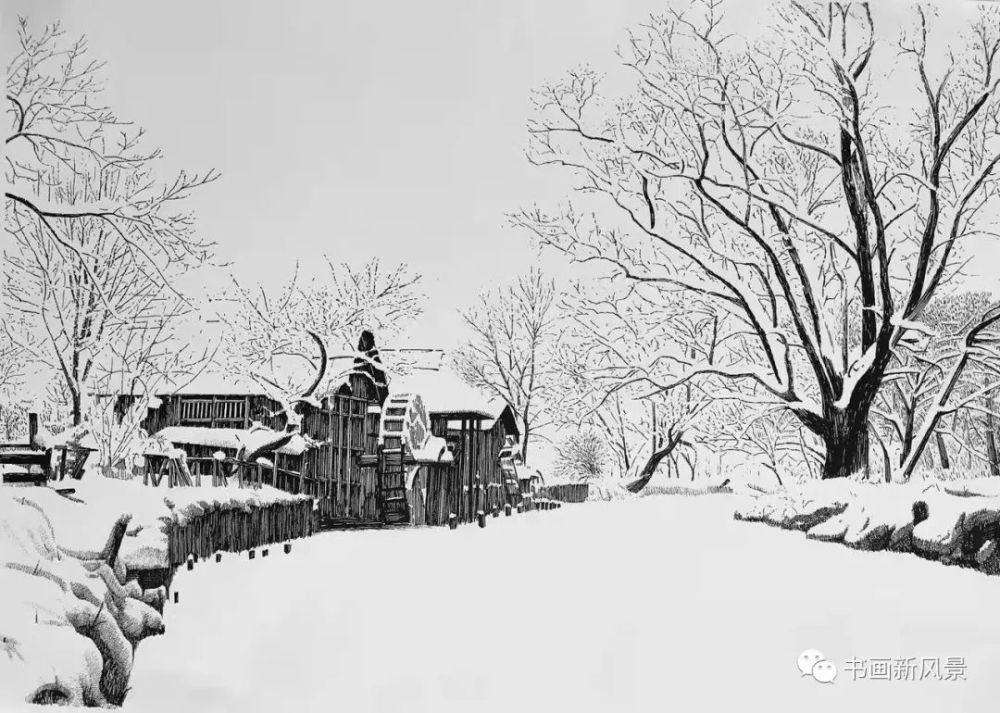 钢笔,竟然能画出来这样的雪景!