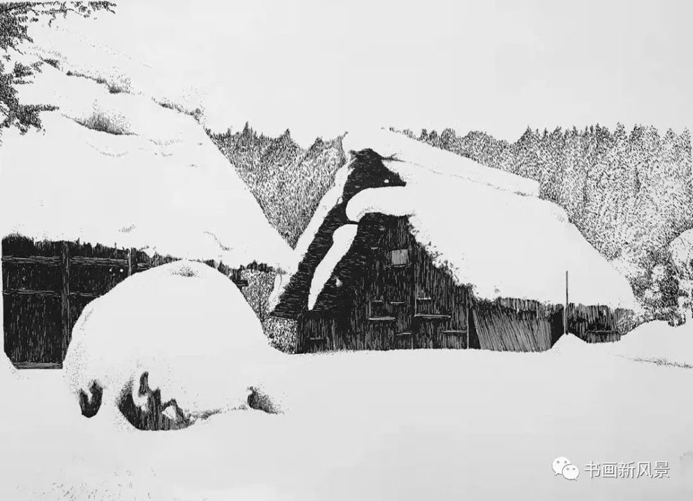 钢笔,竟然能画出来这样的雪景!