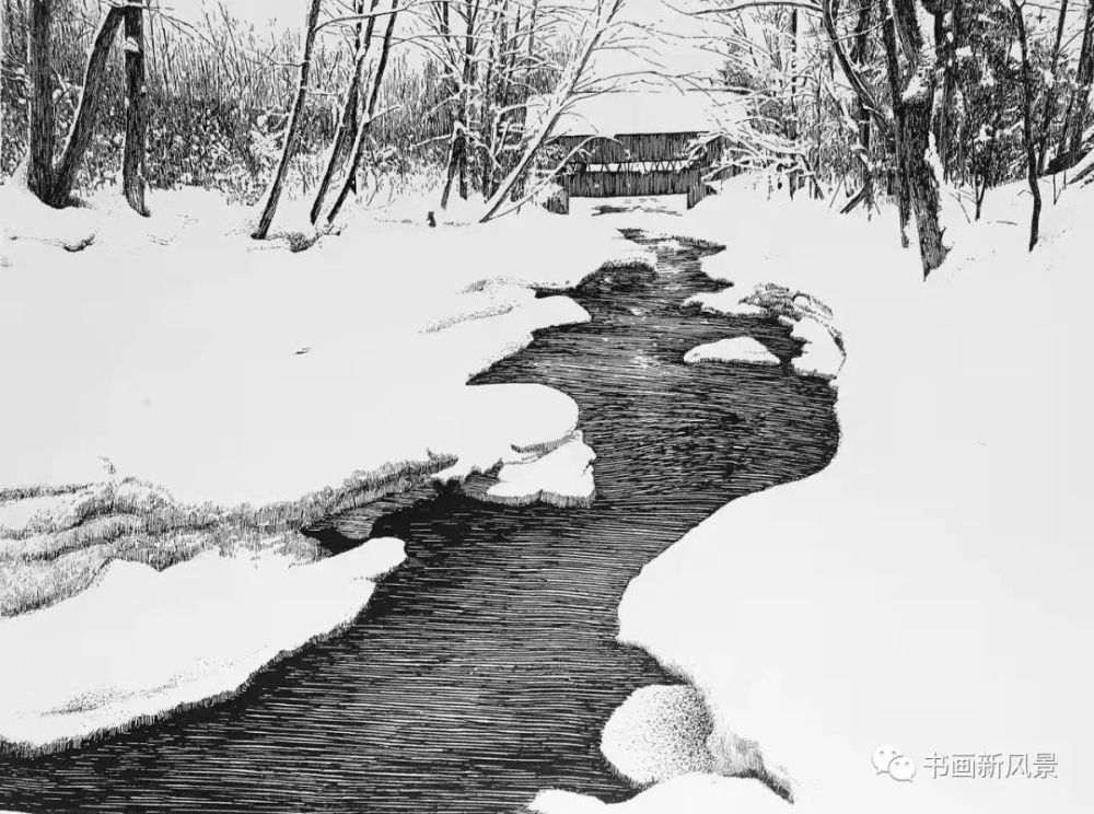 钢笔,竟然能画出来这样的雪景!