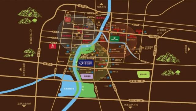 交汇处东南丨临朐会展中心,企业家总部规划图丨万华悦府北区鸟瞰图no