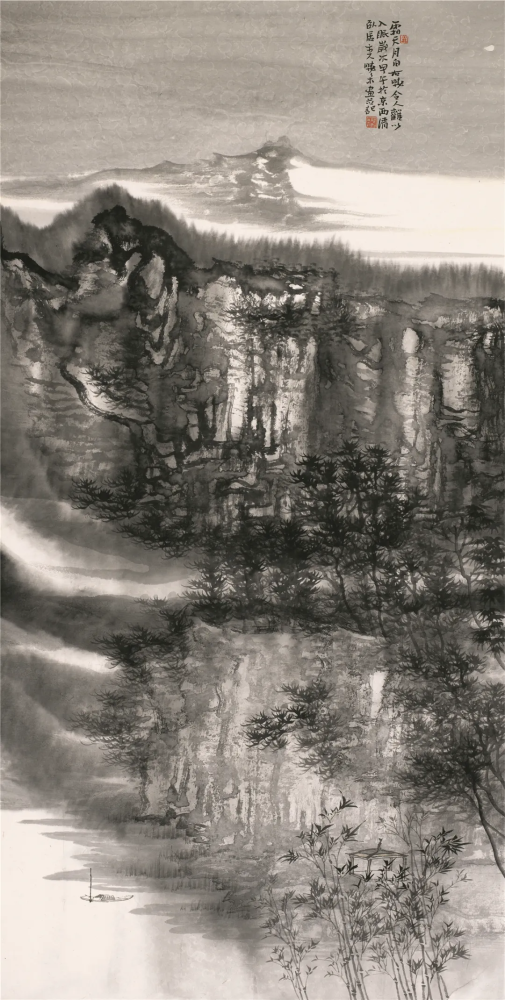 霜天月白 136×68cm 纸本水墨 2014年