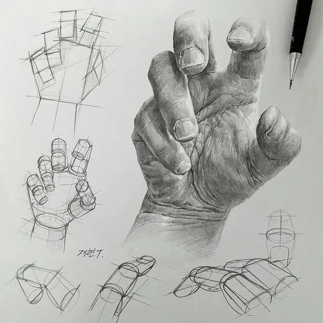 绘画参考|素描的结构与质感,这比例透视简直是神仙画画!