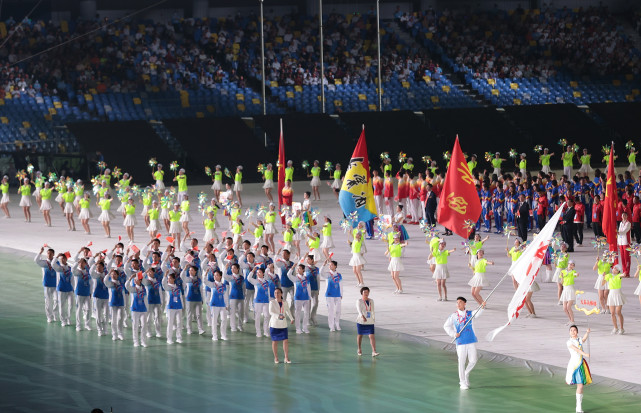 新华社记者 许雅楠 摄当日,第十四届全国运动会开幕式在西安奥体中心