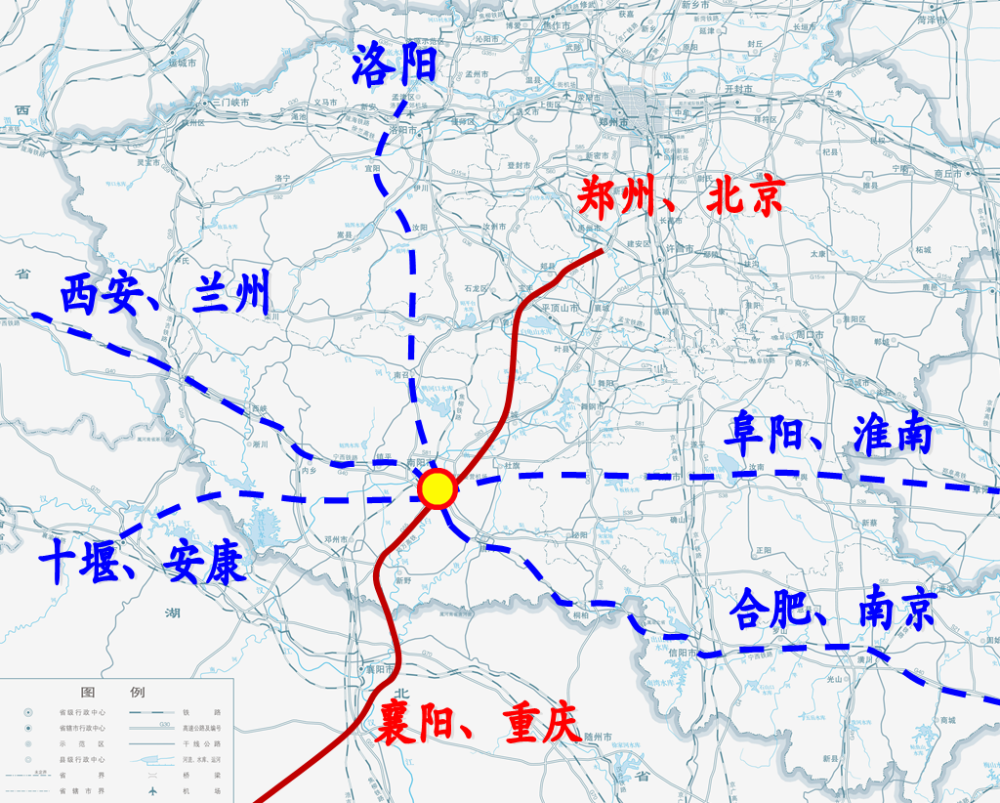 南阳高铁规划相当大气,一个"米"字形跃然纸上.