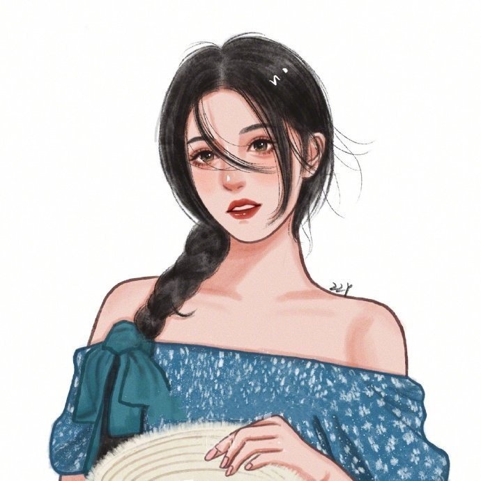 手绘插画女生头像无水印