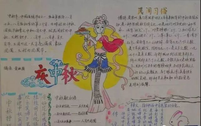 手抄报中秋节,中国传统节日之一,为每年农历八月十五.