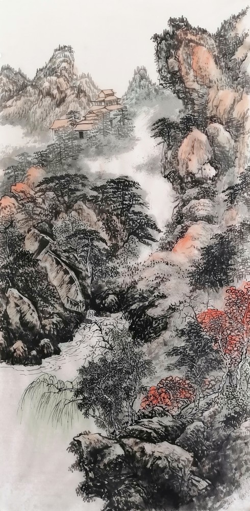 大家风范中秋佳节共品范文升的山水画