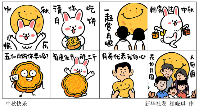 图表漫画表情包中秋节中秋快乐横版