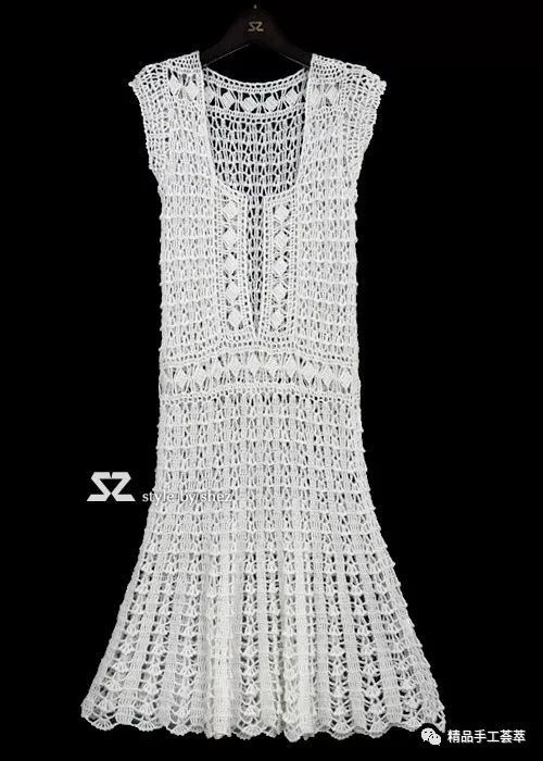 钩针编织美丽的"波西米亚长裙",老外绘制了花样图解