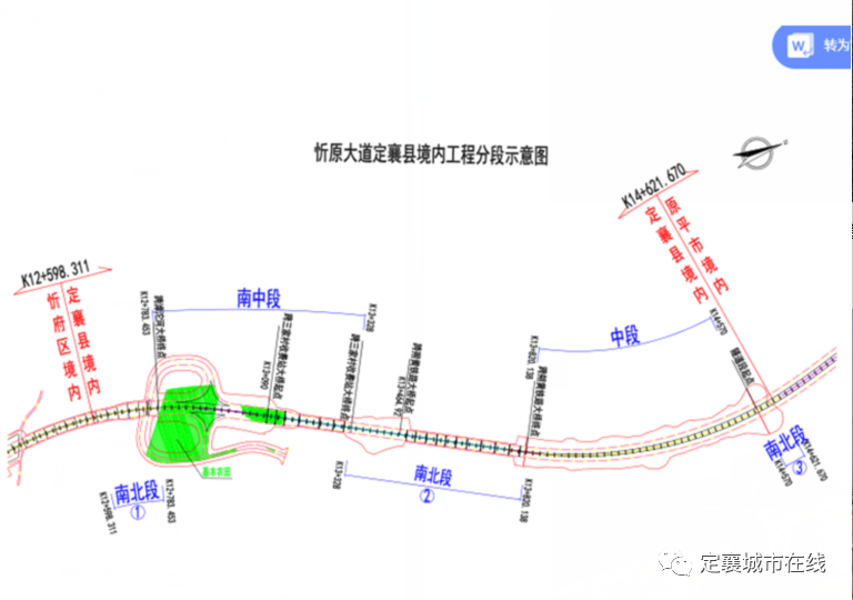 定襄县忻定忻原大道建 工程进度