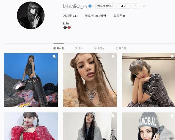 blackpink ins粉丝数量,blackpink ins blackpink lisa的ins粉丝破6000万,韩国艺人第一