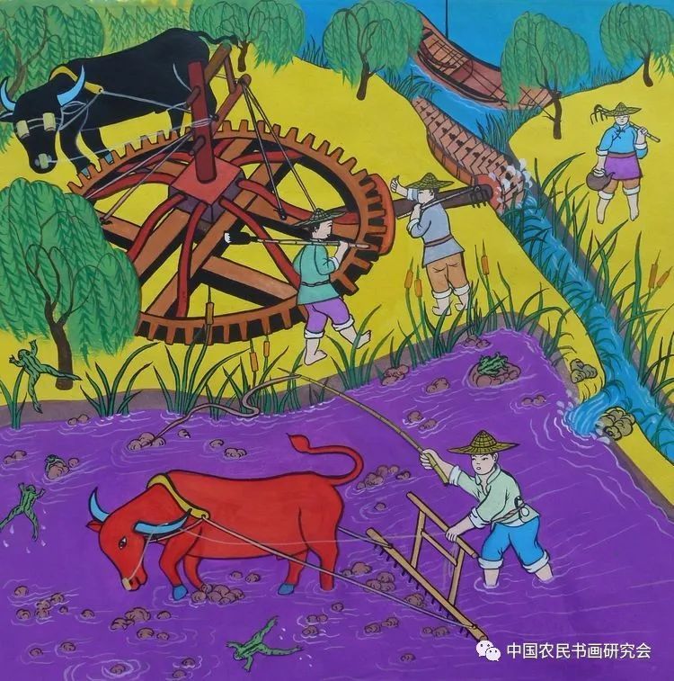 《传统农活之牛水车》 周鑫华 江苏苏州
