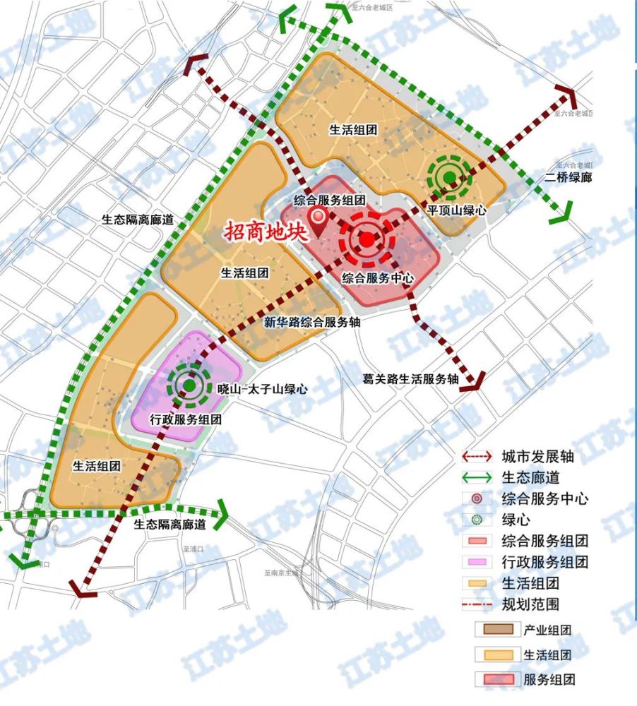 南京江北新区njjbb030单元控制性详细规划·空间结构图五幅地块位于