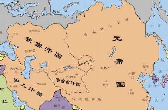 除了大元帝国以外,还有金帐汗国,中东地区的伊尔汗国,中亚地区的