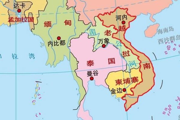 缅甸在亚洲东南部的地理位置