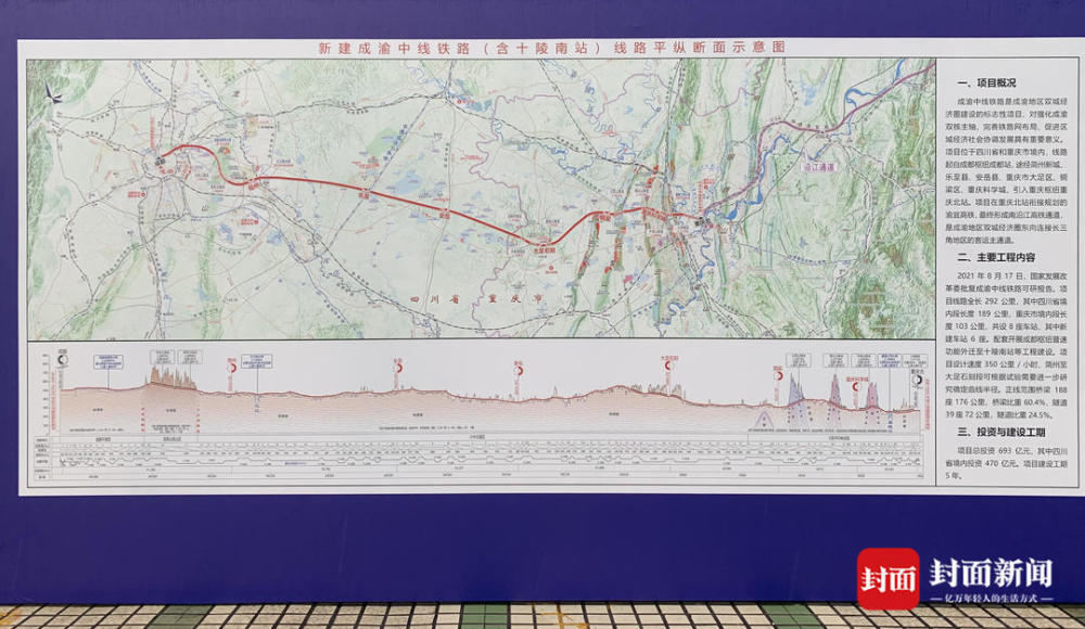 新建成渝铁路线路平纵断面示意图