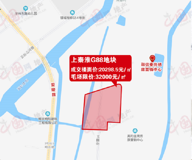 32000元/㎡ (g88地块区位图) g88地块位于江宁区上秦淮板块,这是今年