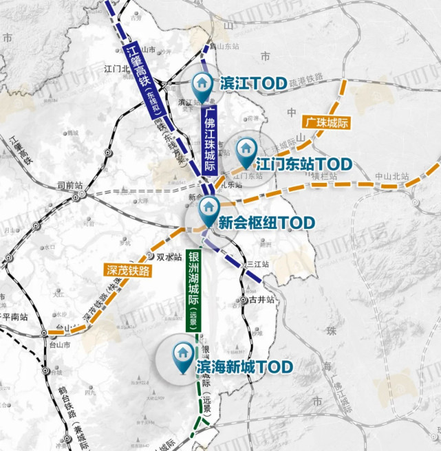 未来,在广珠城轨,江湛铁路基础上,江门还汇聚了深茂铁路深江段,珠肇