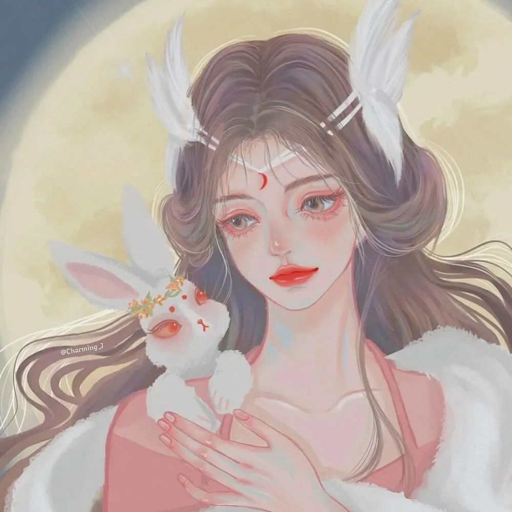 天仙头像 手绘精美嫦娥玉兔头像 二