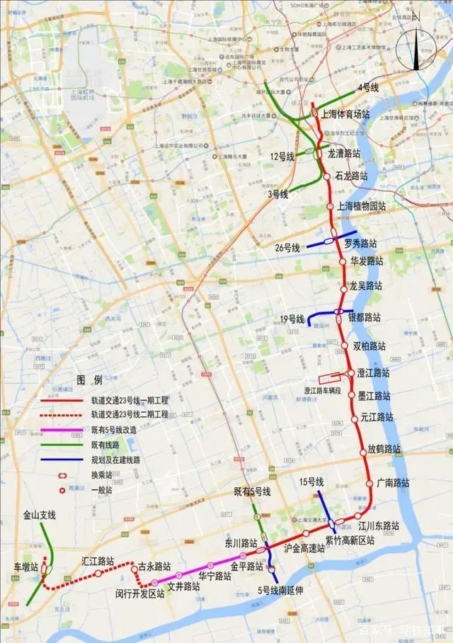线路规划:18号线二期终点站长江南路站(在建,与轨道交通3号线换乘),止