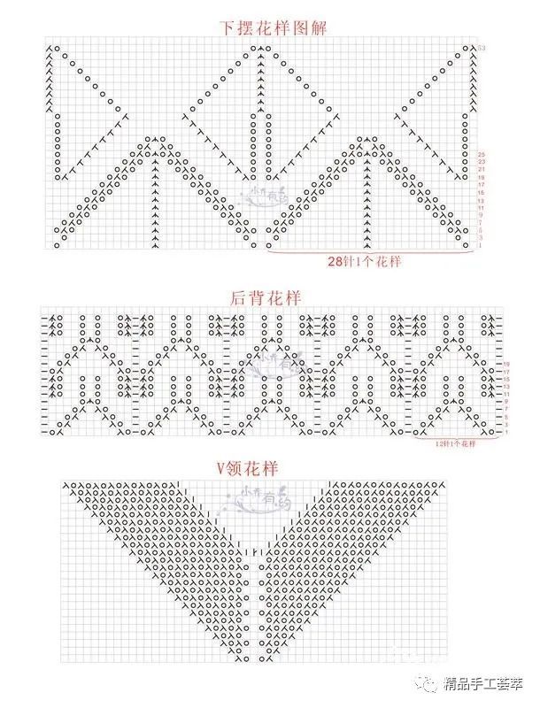 花样搭配特美的v字领美衣的织法教程