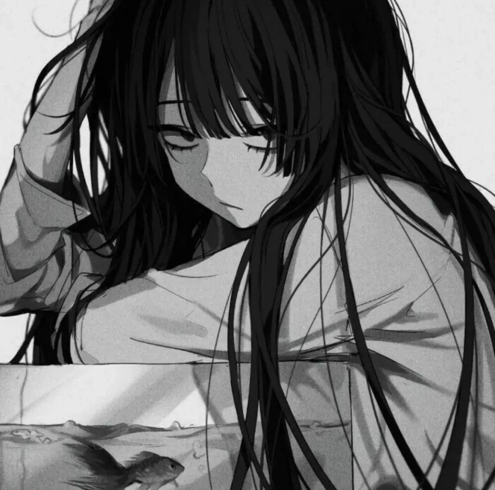 黑白色女生动漫头像宝贝别哭