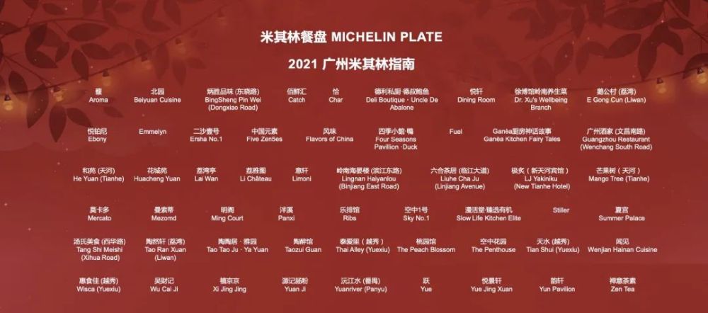 2021广州米其林餐盘名单第三是偏门.