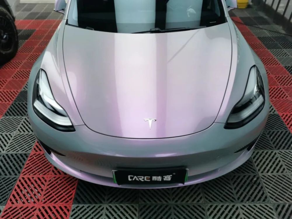 改色案例白色特斯拉model3梦幻灰改色贴膜