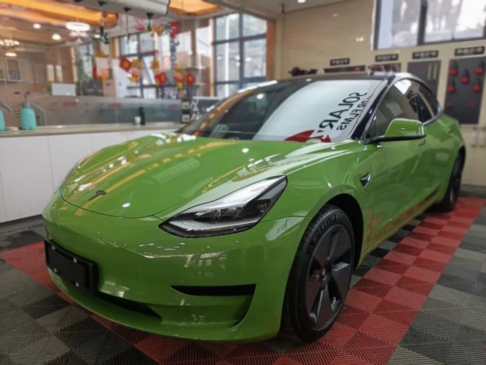 改色案例|特斯拉model3车身改色橄榄绿