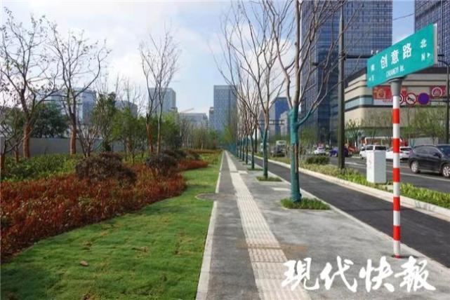 南京建邺区创意路竣工通车这还是一条海绵道路