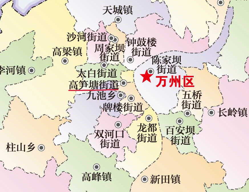 重庆市万州区下辖52个乡镇街道(14个街道,27个镇,9个乡,2个民族乡),是