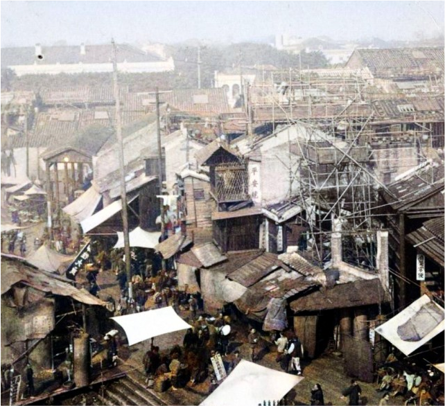 百年老照片1900年广东广州的老城墙和老街道
