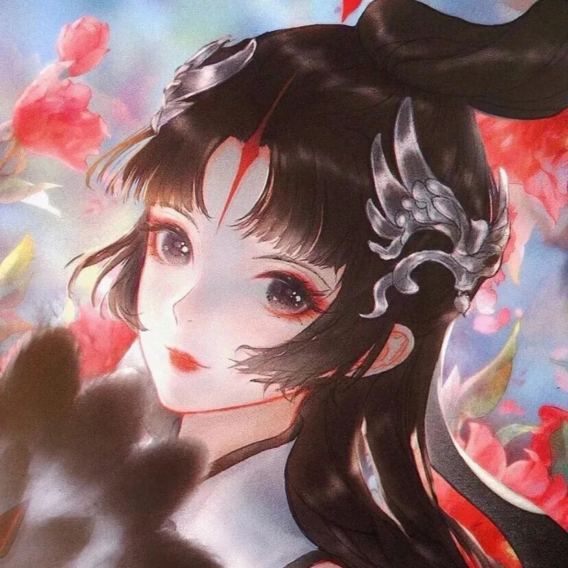 惊艳红色古风动漫女子头像