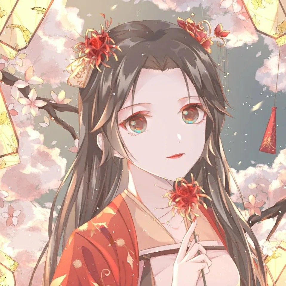 惊艳红色古风动漫女子头像