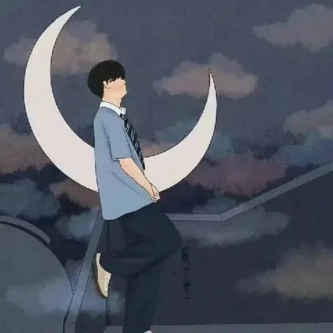 动漫情头想你的时候只有月亮经过