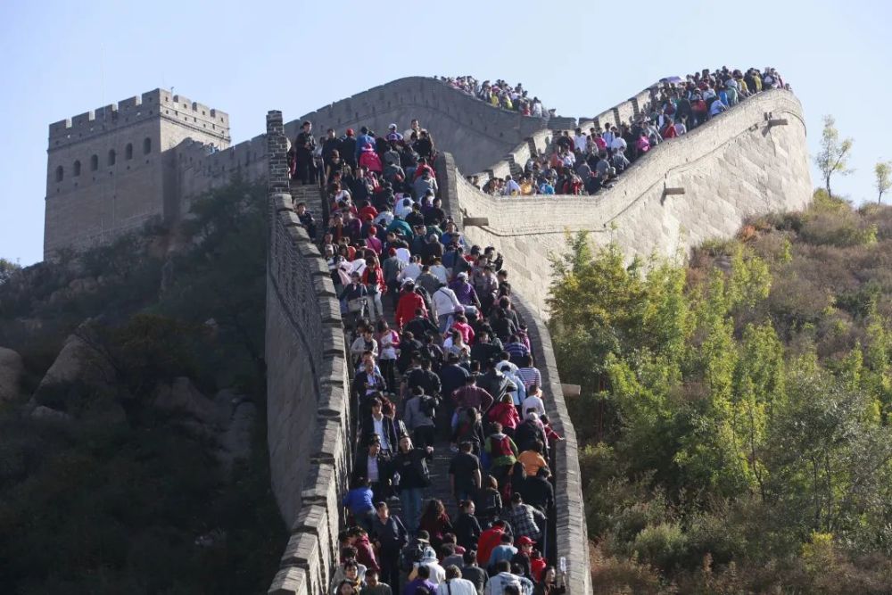 国庆假期 外出旅行,人山人海