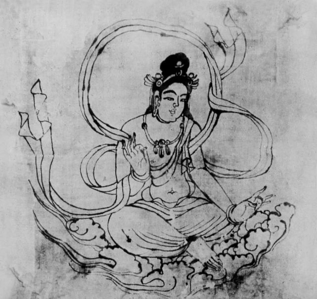 中国古美術・純手描き・吴道子人物画芯・觀音画像167x86cm・書画