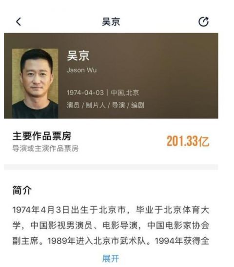 吴京位列大陆男演员主演电影总票房第二 并破200亿