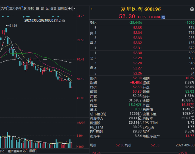 复星医药港股一度下挫超20节后a股可抄底