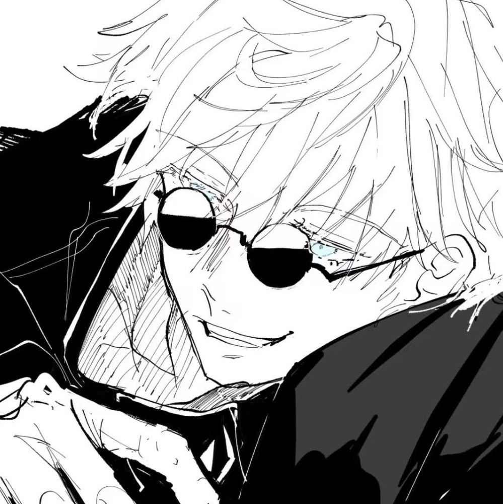 动漫男生头像:咒术回战五条悟黑白动漫男头像