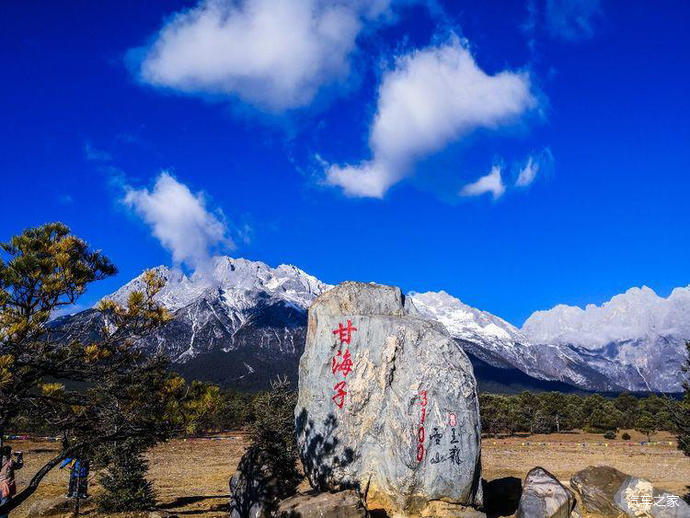 我站在殉情谷,正面就是玉龙雪山,咫尺之遥但却看不到山,看到的是一大