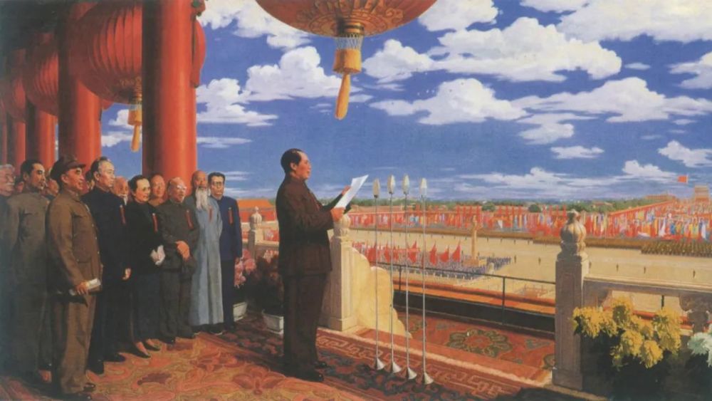 其中最有名的,当属我国油画大师董希文的画作《开国大典》.