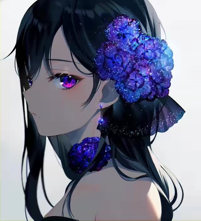 动漫二次元少女蓝色系列插画壁纸背景头像