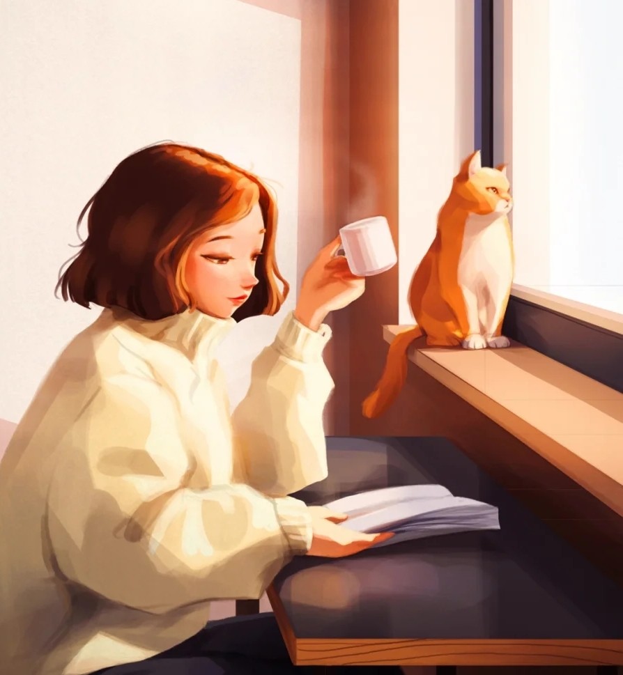 阳光笑容插画头像头像女唯美头像