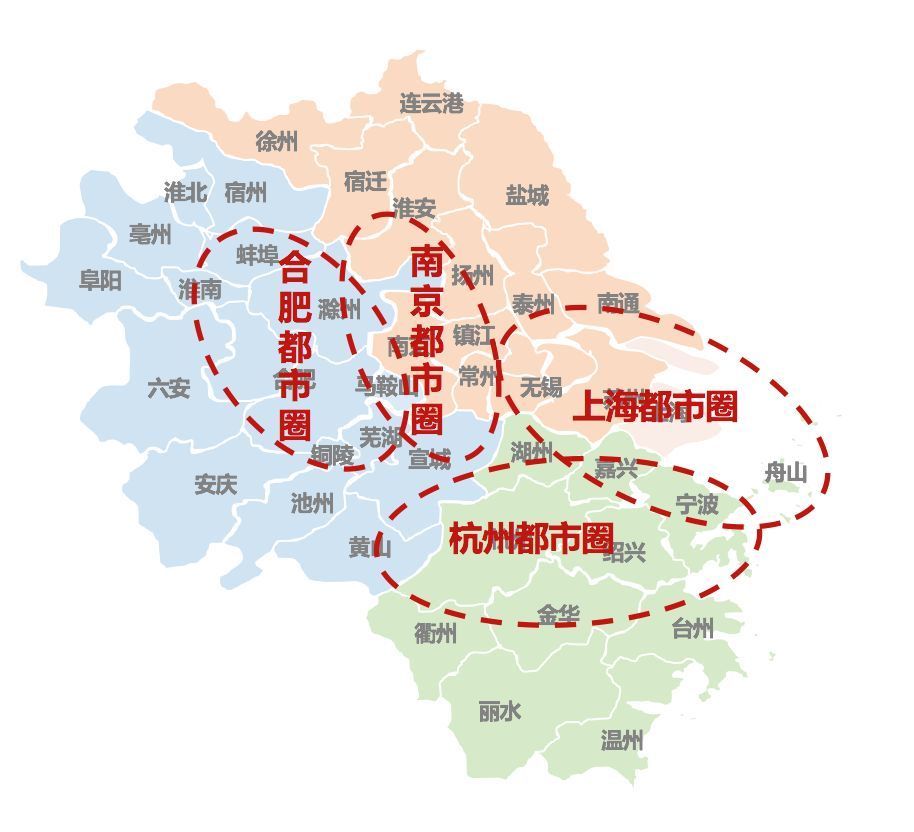 随着合肥向东,南京向西的推进,在长三角内由两座省会城市构建的双城