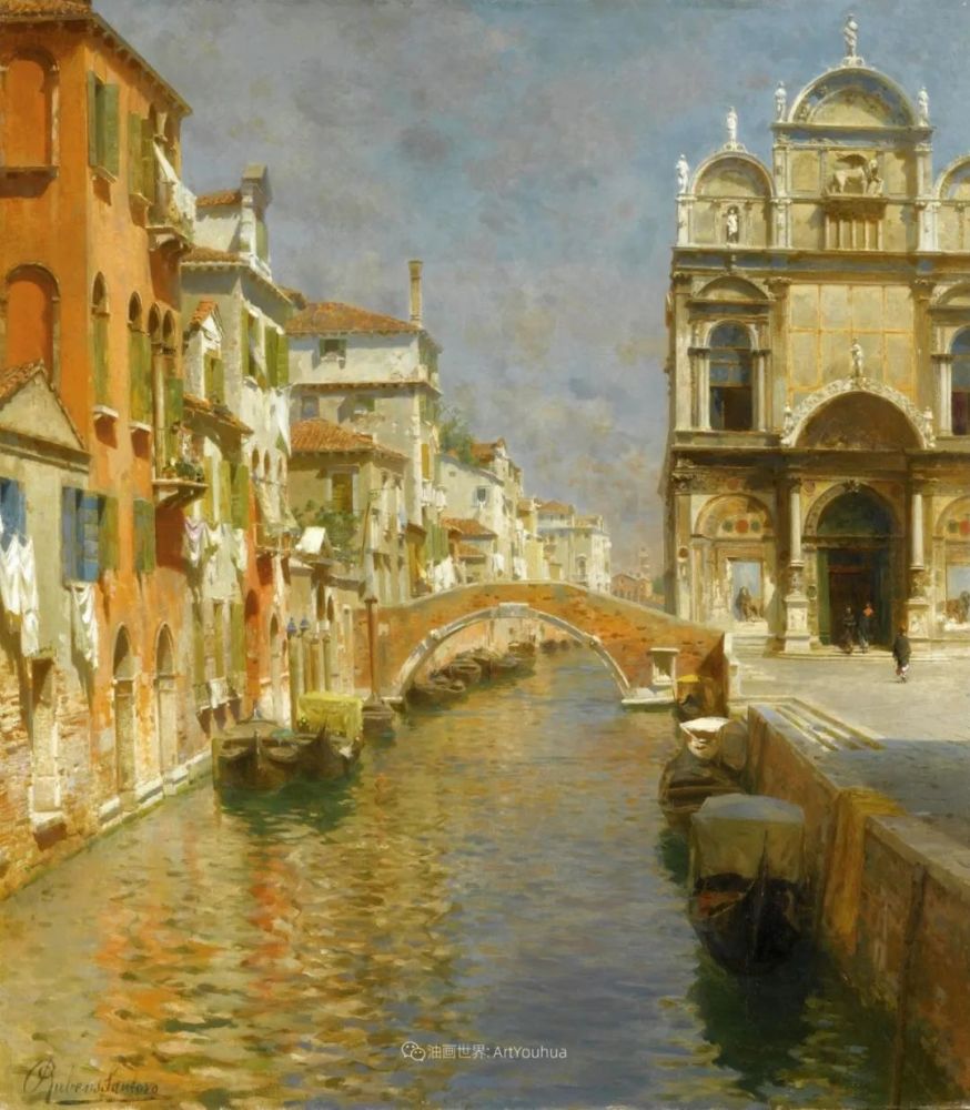 威尼斯风光~意大利画家鲁本斯·桑托罗风景油画作品欣赏