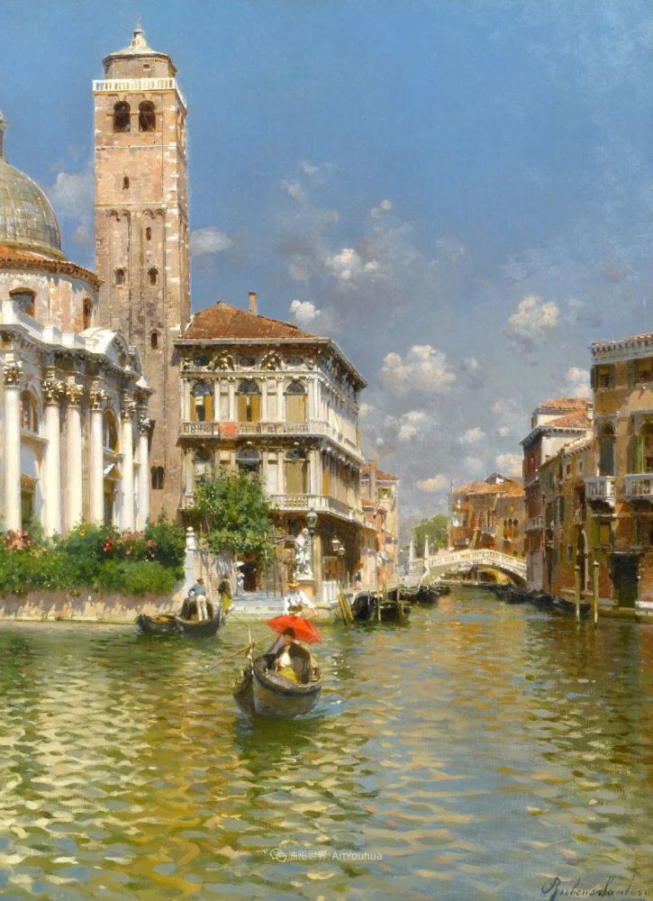 威尼斯风光~意大利画家鲁本斯·桑托罗风景油画作品欣赏