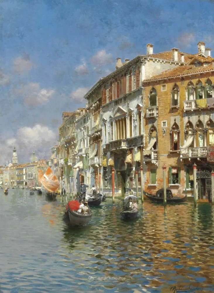 威尼斯风光~意大利画家鲁本斯·桑托罗风景油画作品欣赏