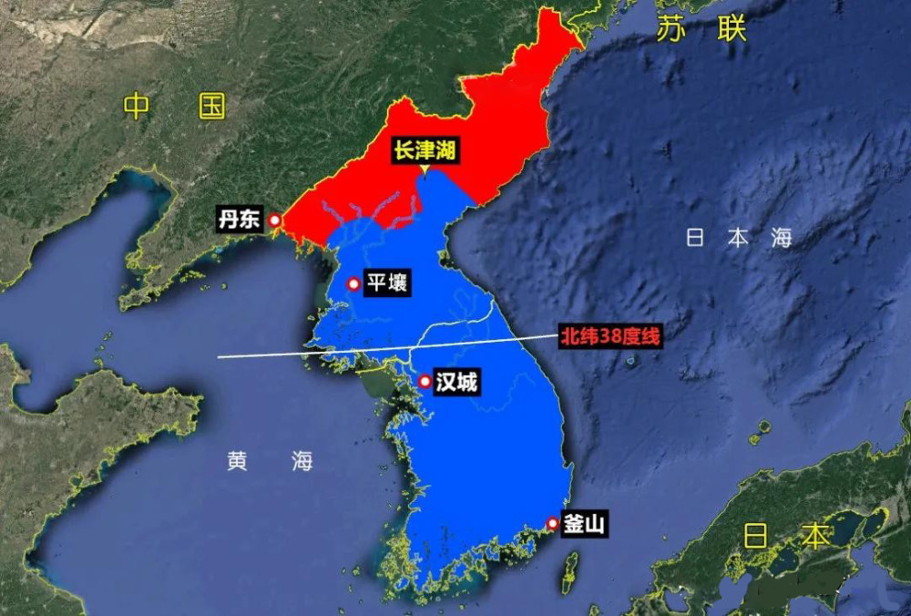 下面那让我们再来看看长津湖的地理位置,和我国相比的话,长津湖的